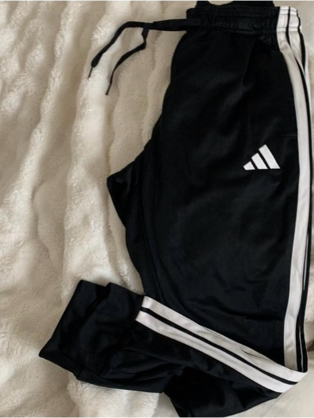 adidas Black Joggers with White Stripe Trim